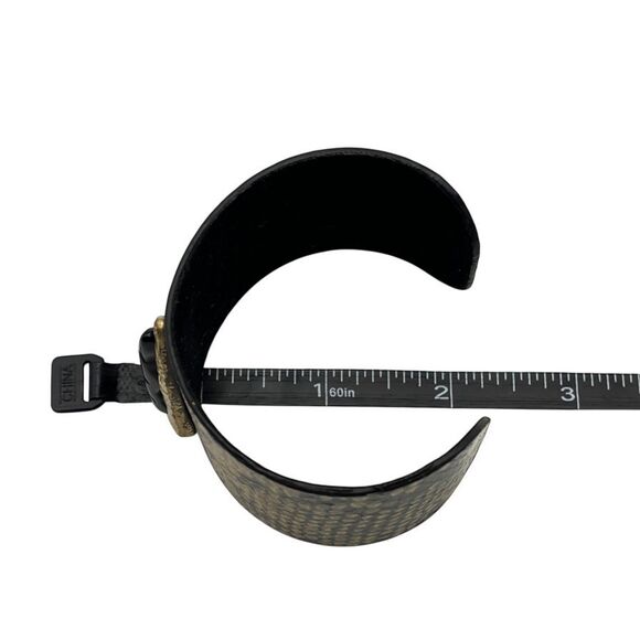 Snakeskin Print Bracelet Cuff Black Simulated Stone Arrowhead Southwest Chunky - Picture 11 of 16